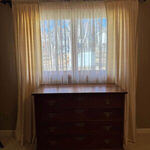 Pottery Barn 50W x 96L Ivory Dupioni Silk Drapes. Set of 2. FLAW